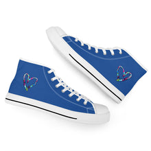 Load image into Gallery viewer, Ti Amo I love you - Exclusive Brand - Yale Blue - Colorful Hearts - High-Top Canvas Shoes - White Soles