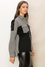 Load image into Gallery viewer, HYFVE Houndstooth Contrast Raw Hem Jacket Ti Amo I love you