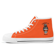 Load image into Gallery viewer, Ti Amo I love you - Exclusive Brand - Orange - Mama Skeleton - CREEP IT REAL - High-Top Canvas Shoes - White Soles
