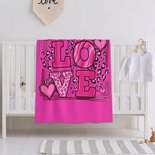 Load image into Gallery viewer, Ti Amo I love you - Exclusive Brand - Hot Pink - Leopard Hearts - Baby Soft Blanket