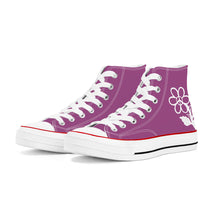 Load image into Gallery viewer, Ti Amo I love you - Exclusive Brand - Cannon Pink - White Daisy - High Top Canvas Shoes - White  Soles