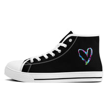 Load image into Gallery viewer, Ti Amo I love you - Exclusive Brand - Black - Colorful Hearts - High-Top Canvas Shoes - White Soles