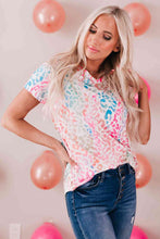 Load image into Gallery viewer, Leopard V-Neck Short Sleeve Tee Shirt Ti Amo I love you