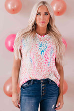 Load image into Gallery viewer, Leopard V-Neck Short Sleeve Tee Shirt Ti Amo I love you