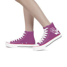 Load image into Gallery viewer, Ti Amo I love you - Exclusive Brand - Cannon Pink - White Daisy - High Top Canvas Shoes - White  Soles