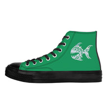 Load image into Gallery viewer, Ti Amo I love you - Exclusive Brand - Shamrock Green - Angry Fish - High Top Canvas Shoes - Black  Soles