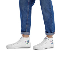 Load image into Gallery viewer, Ti Amo I love you - Exclusive Brand - White - Colorful Hearts - Womens High-Top Canvas Shoes - White Soles