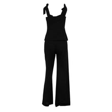 Load image into Gallery viewer, 2pc Set - Spring Summer Black Bandeau Top High Waist Wide Leg Pants