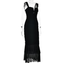 Load image into Gallery viewer, Spring Summer Suspender Stitching Tight Pleated Fishtail Dress