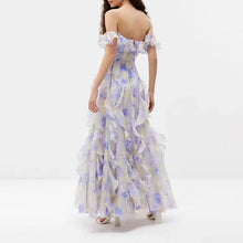 Load image into Gallery viewer, Womens Fairy Floral Tube Top Waist Controlled Formal Summer Printed Ruffled Dress