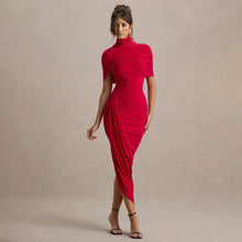 Load image into Gallery viewer, Elegant Slim Pleated Backless Sheath Women Dress