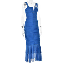 Load image into Gallery viewer, Spring Summer Suspender Stitching Tight Pleated Fishtail Dress
