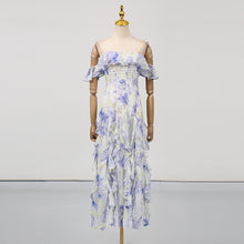 Load image into Gallery viewer, Womens Fairy Floral Tube Top Waist Controlled Formal Summer Printed Ruffled Dress