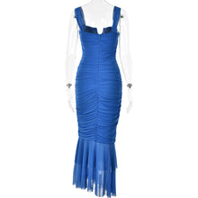 Load image into Gallery viewer, Spring Summer Suspender Stitching Tight Pleated Fishtail Dress