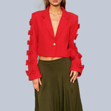 Load image into Gallery viewer, Women's Crop Top Bow Embellished Blazer