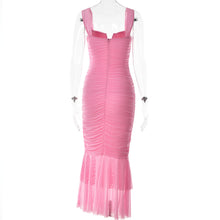 Load image into Gallery viewer, Spring Summer Suspender Stitching Tight Pleated Fishtail Dress