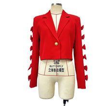 Load image into Gallery viewer, Women's Crop Top Bow Embellished Blazer