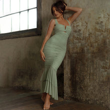Load image into Gallery viewer, Spring Summer Suspender Stitching Tight Pleated Fishtail Dress