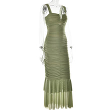 Load image into Gallery viewer, Spring Summer Suspender Stitching Tight Pleated Fishtail Dress