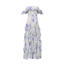 Load image into Gallery viewer, Womens Fairy Floral Tube Top Waist Controlled Formal Summer Printed Ruffled Dress