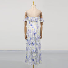 Load image into Gallery viewer, Womens Fairy Floral Tube Top Waist Controlled Formal Summer Printed Ruffled Dress