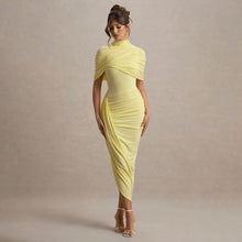 Load image into Gallery viewer, Elegant Slim Pleated Backless Sheath Women Dress