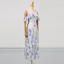 Load image into Gallery viewer, Womens Fairy Floral Tube Top Waist Controlled Formal Summer Printed Ruffled Dress