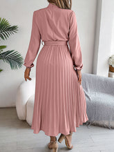Load image into Gallery viewer, Womens Autumn Winter Elegant Stand Collar Long Sleeve Cinched Pleated Maxi Dress Small Dress