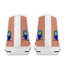 Load image into Gallery viewer, Ti Amo I love you  - Exclusive Brand - Pale Copper - 3 Owls - High-Top Canvas Shoes - White - Ti Amo I love you