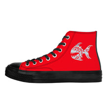 Load image into Gallery viewer, Ti Amo I love you - Exclusive Brand - Ferrari Red - Angry Fish - High Top Canvas Shoes - Black  Soles
