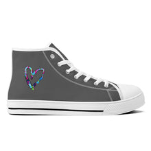 Load image into Gallery viewer, Ti Amo I love you - Exclusive Brand - Davy's Grey - Colorful Hearts - High-Top Canvas Shoes - White Soles
