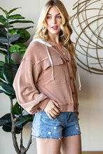 Load image into Gallery viewer, Reborn J Button Up Drawstring Striped Hooded Jacket Ti Amo I love you