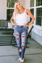 Load image into Gallery viewer, Santa Graphic Distressed Straight Jeans Ti Amo I love you