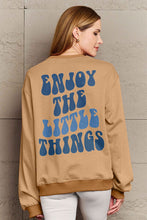 Load image into Gallery viewer, Simply Love Full Size ENJOY THE LITTLE THINGS Round Neck Sweatshirt Ti Amo I love you