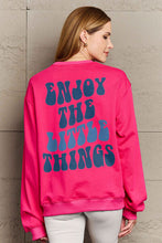 Load image into Gallery viewer, Simply Love Full Size ENJOY THE LITTLE THINGS Round Neck Sweatshirt Ti Amo I love you