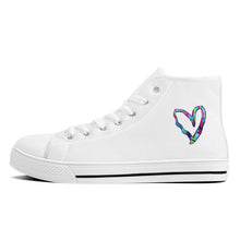 Load image into Gallery viewer, Ti Amo I love you - Exclusive Brand - White - Colorful Hearts - Womens High-Top Canvas Shoes - White Soles