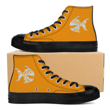 Load image into Gallery viewer, Ti Amo I love you - Exclusive Brand - Golden Bell - Angry Fish - High Top Canvas Shoes - Black  Soles