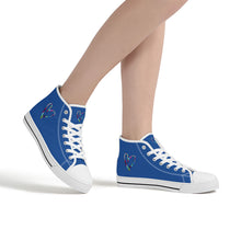 Load image into Gallery viewer, Ti Amo I love you - Exclusive Brand - Yale Blue - Colorful Hearts - High-Top Canvas Shoes - White Soles