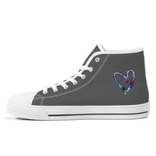 Load image into Gallery viewer, Ti Amo I love you - Exclusive Brand - Davy's Grey - Colorful Hearts - High-Top Canvas Shoes - White Soles