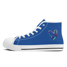 Load image into Gallery viewer, Ti Amo I love you - Exclusive Brand - Yale Blue - Colorful Hearts - High-Top Canvas Shoes - White Soles