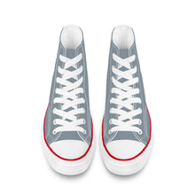 Load image into Gallery viewer, Ti Amo I love you - Exclusive Brand - Regent Grey - White Daisy - High Top Canvas Shoes - White  Soles