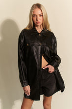 Load image into Gallery viewer, Davi & Dani Faux Leather Button Up Jacket with Chest Pockets