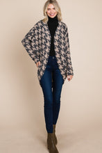Load image into Gallery viewer, BOMBOM Houndstooth Open Front Cocoon Knit Cardigan