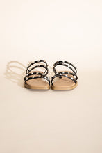 Load image into Gallery viewer, Temira - Black - Strappy - Open Toed - Studded Flat Square Slides