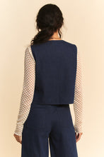 Load image into Gallery viewer, Davi & Dani Lace Patch Open Front Denim Vest