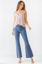 Load image into Gallery viewer, Tasha Apparel Floral Print V-Neck Criss-Cross Back Flare Cami