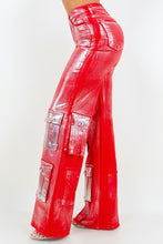 Load image into Gallery viewer, Cargo Wide Leg Jean in Foil Red