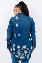 Load image into Gallery viewer, American Bazi Distressed Button Up Long Sleeve Denim Jacket