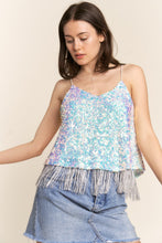 Load image into Gallery viewer, J.NNA Sequin Tassel Hem Flowy Cami
