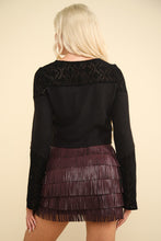 Load image into Gallery viewer, VERY J V-Neck Lace Detail Button Down Crop Ribbed Knit Top